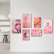 Blush Euphoria & Pop Culture Fusion Gallery Glass Wall Art Set - Artdesigna