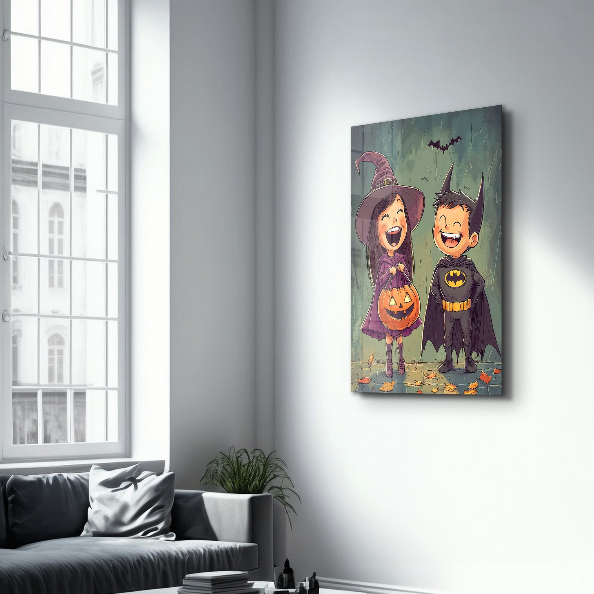 Trick-or-Treat Joy | Halloween Glass Wall Art