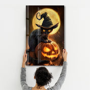 Kitty Witch | Halloween Glass Wall Art