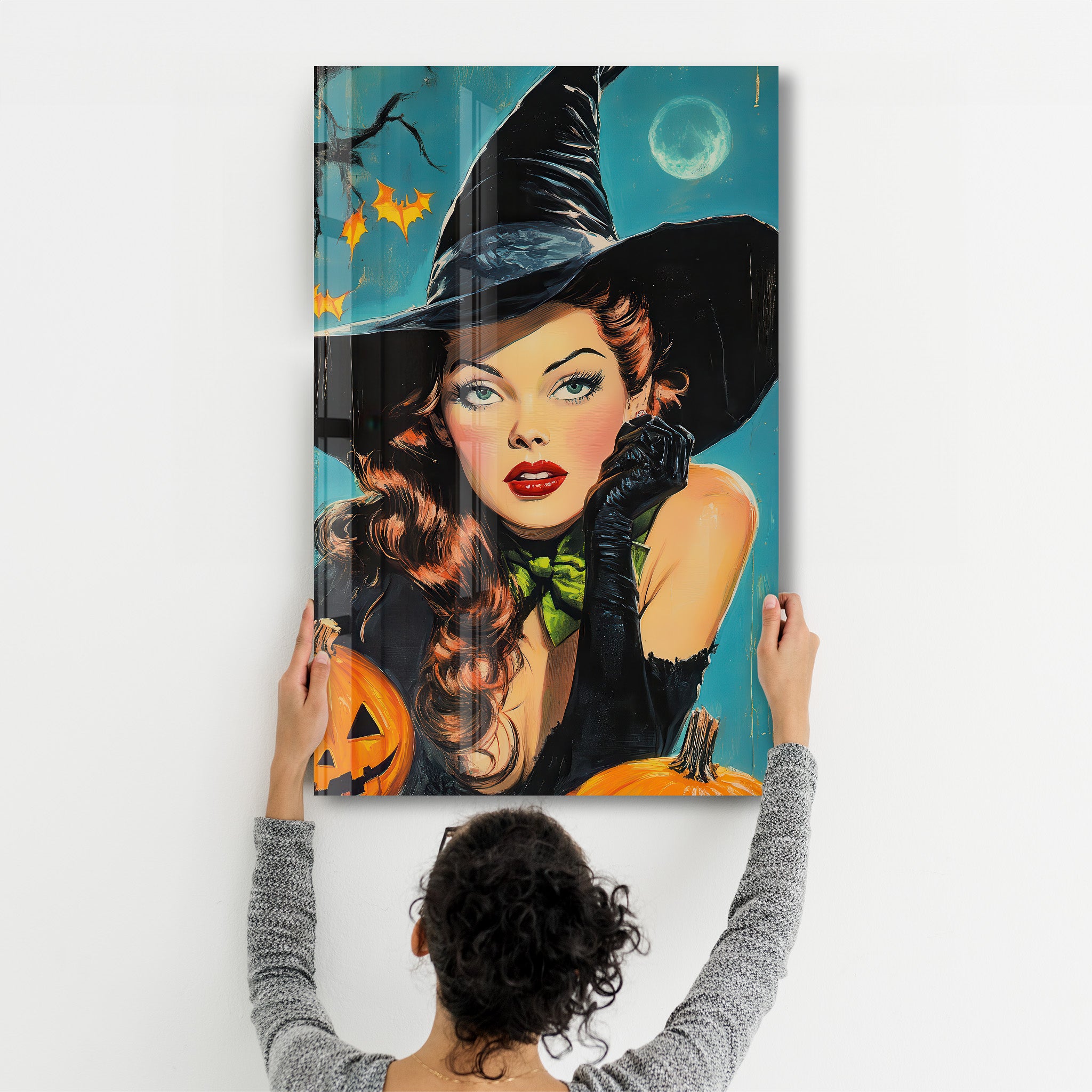 Retro Halloween | Glass Wall Art - Artdesigna