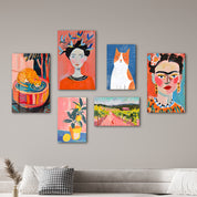 Eclectic and Pastel Gallery Glass Wall Art Set - Artdesigna