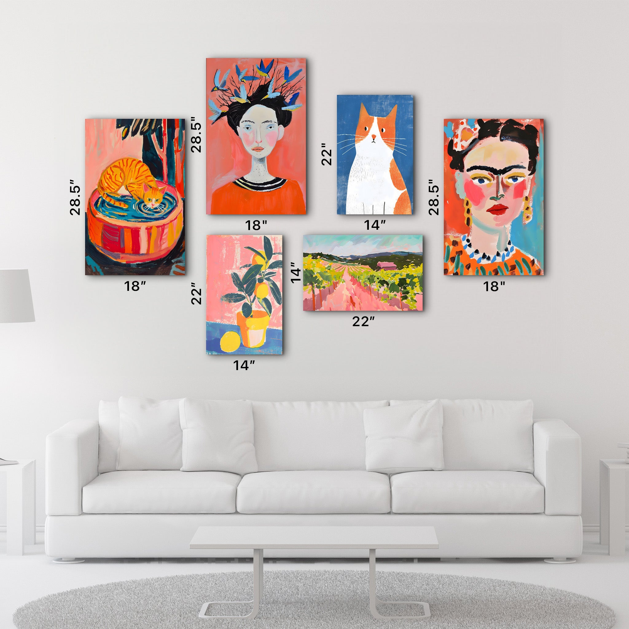 Eclectic and Pastel Gallery Glass Wall Art Set - Artdesigna