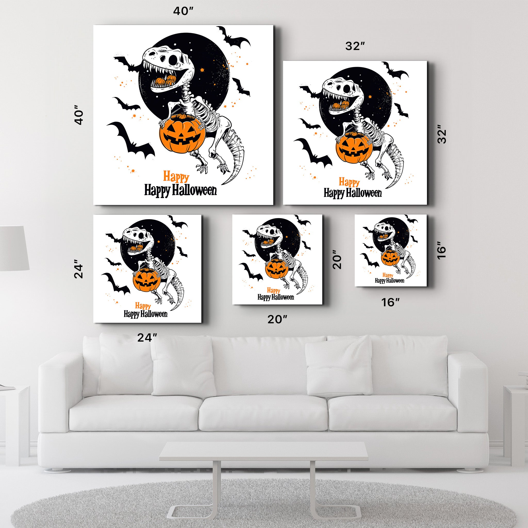 Dino Happy Halloween | Halloween Style Glass Wall Art