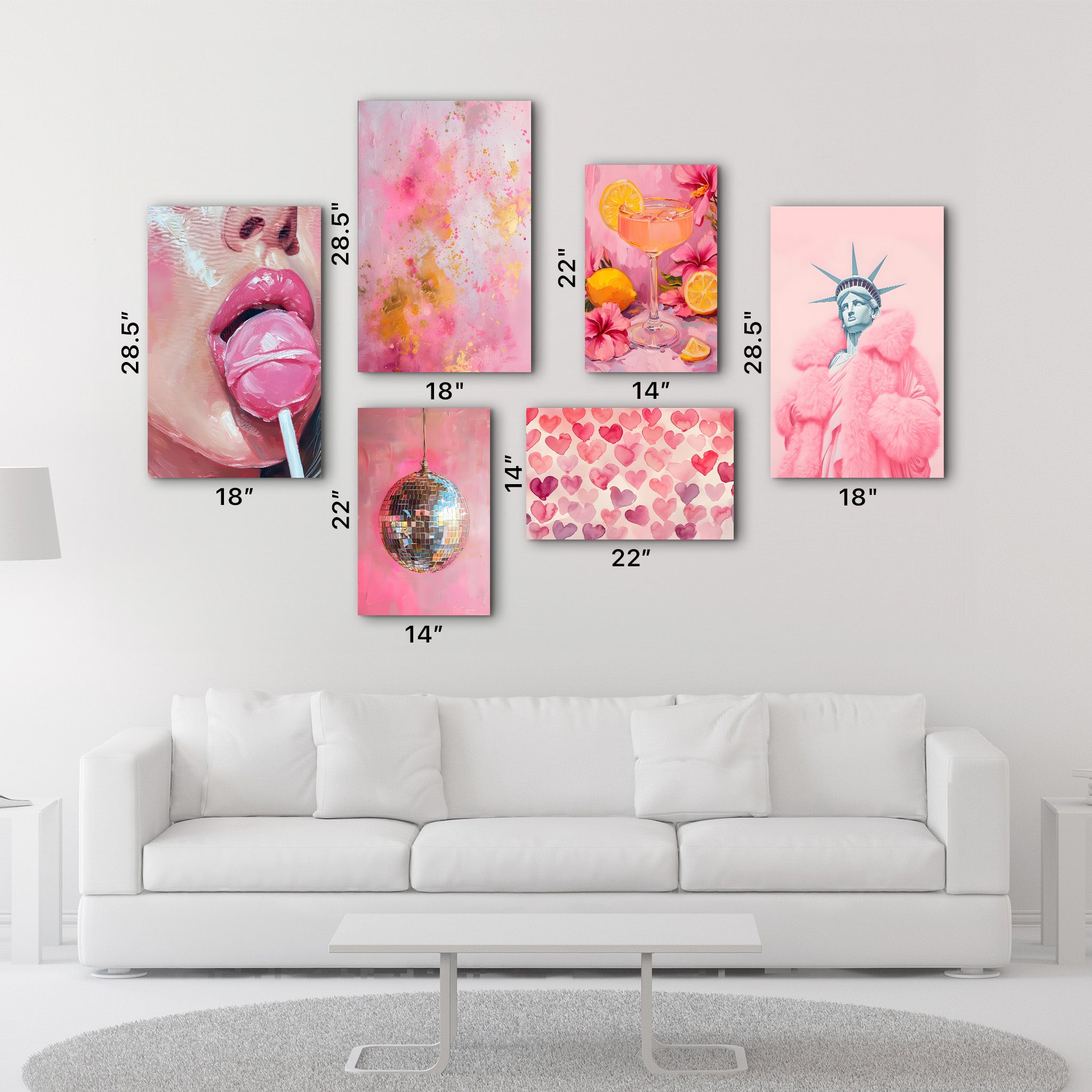 Blush Euphoria & Pop Culture Fusion Gallery Glass Wall Art Set - Artdesigna