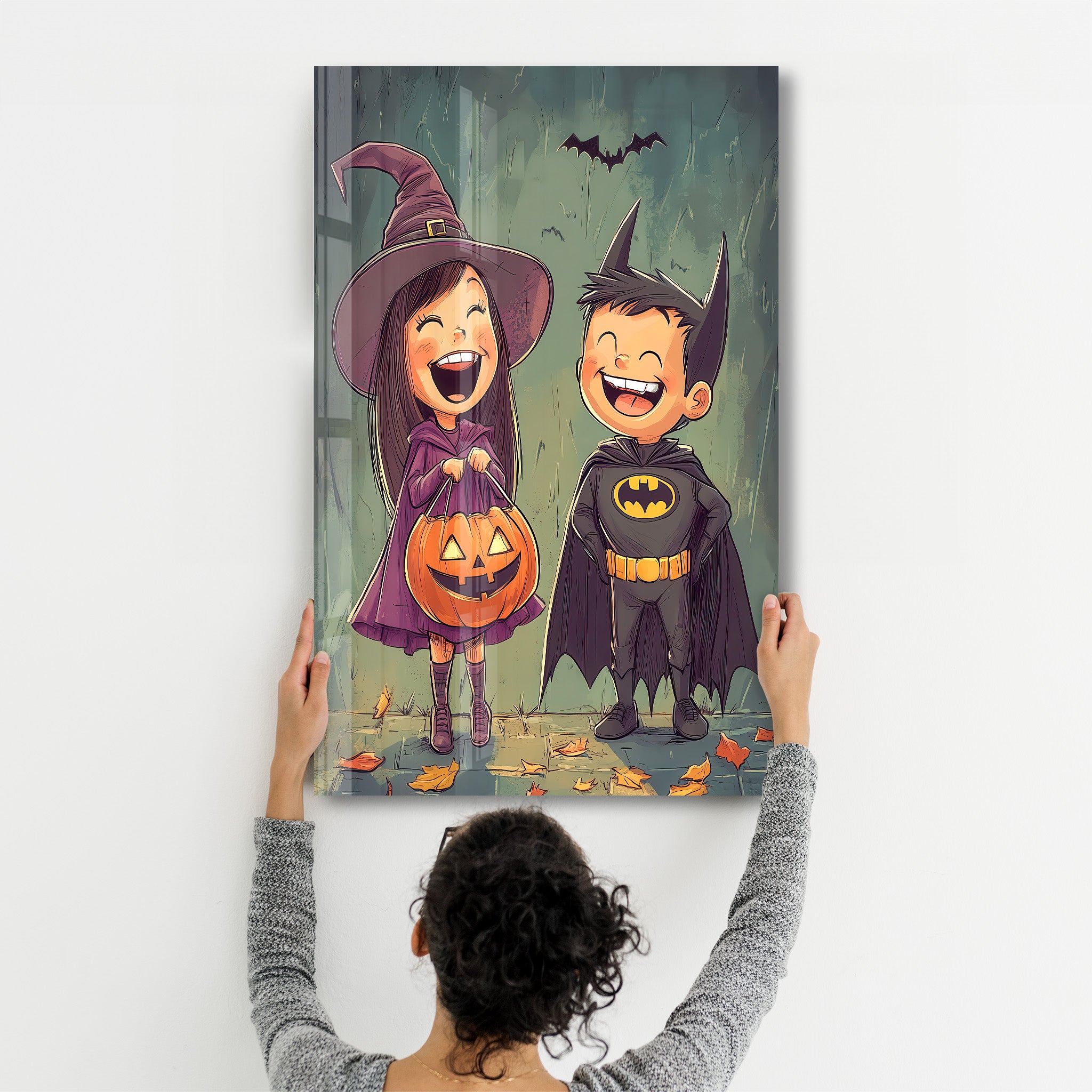 Trick-or-Treat Joy | Halloween Glass Wall Art