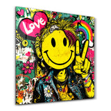 Smile Rebel – Pop Graffiti Square Art | Glass Wall Art