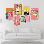 Retro Pop & Surrealist Safari Gallery Glass Wall Art Set - Artdesigna