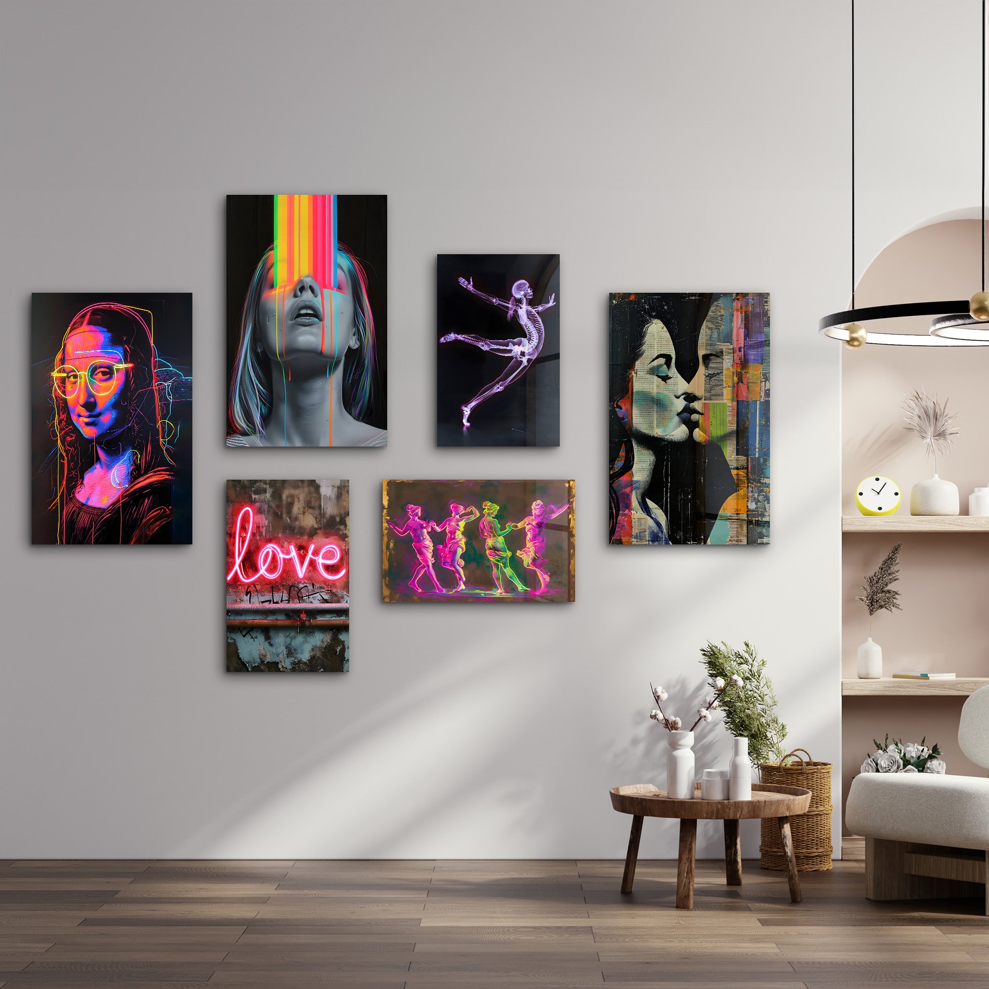 Neon Dreams & Urban Pop Gallery Glass Wall Art Set - Artdesigna