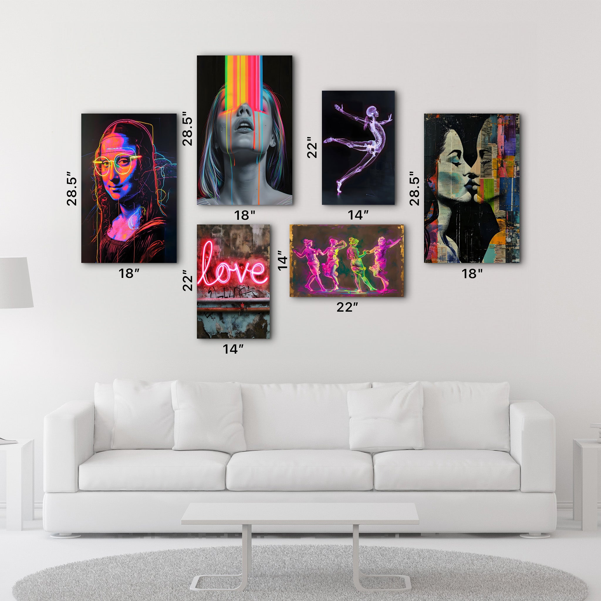 Neon Dreams & Urban Pop Gallery Glass Wall Art Set - Artdesigna