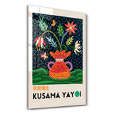 Yayoi Kusama Floral Vase Japanese Pop Art | Glass Wall Art