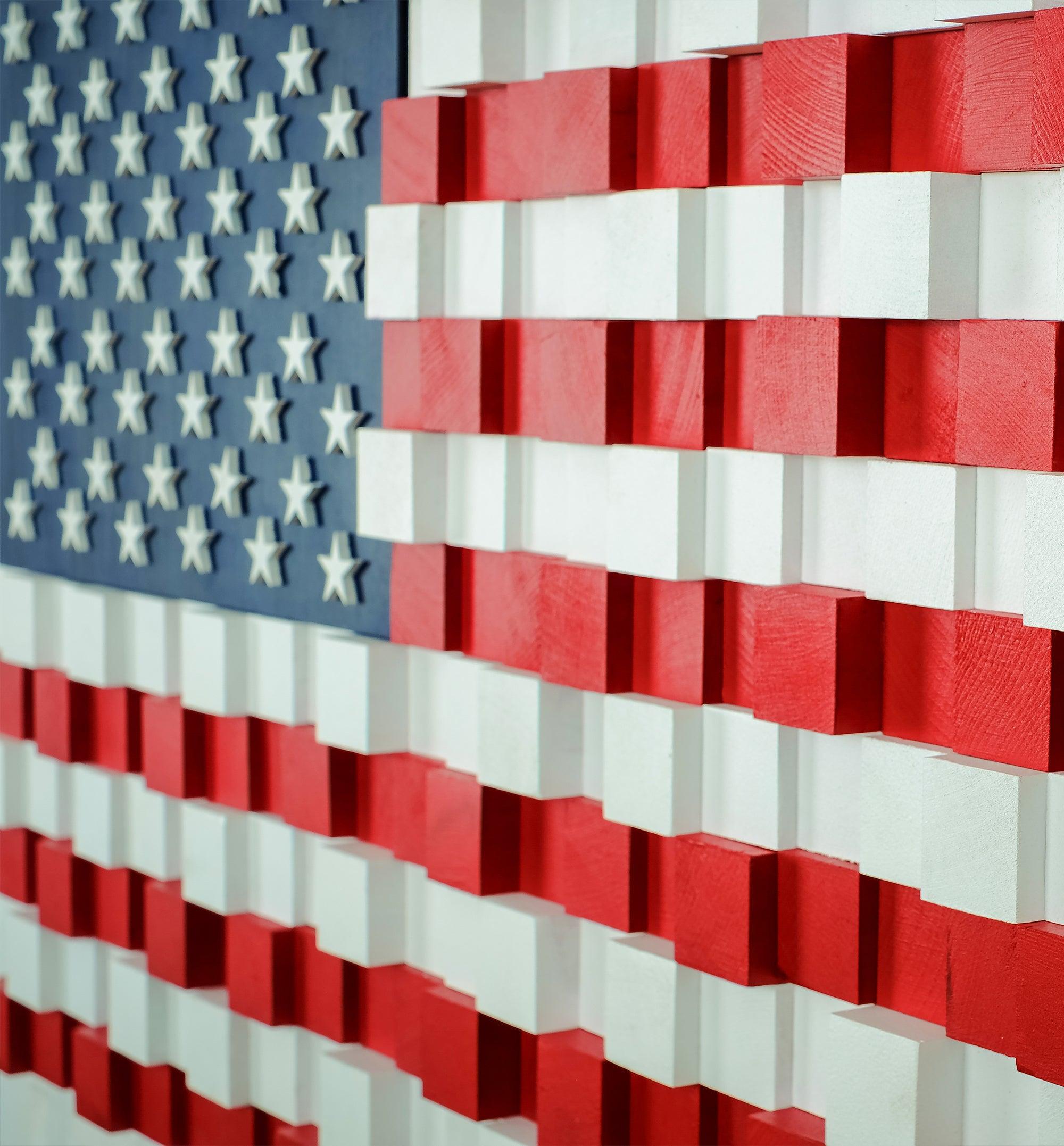 US Flag | Premium Wood Handmade Wall Sculpture - Limited Edition - Artdesigna