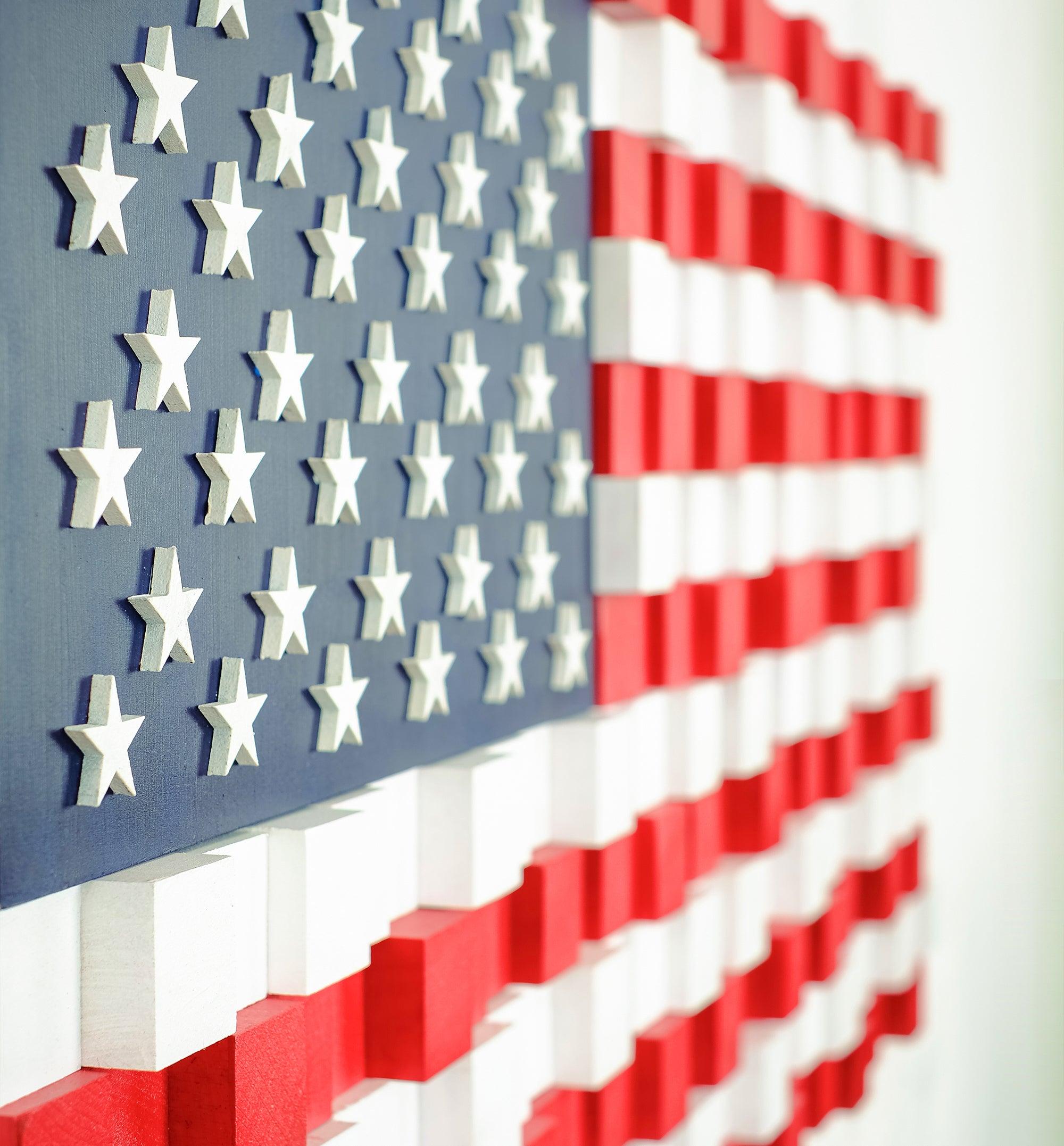 US Flag | Premium Wood Handmade Wall Sculpture - Limited Edition - ArtDesigna Glass Printing Wall Art