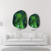 ・"Green Ink"・Amorphous Collection Glass Wall Art - ArtDesigna Glass Printing Wall Art