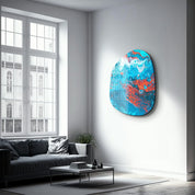 ・"Lava in the Ocean"・Amorphous Collection Glass Wall Art - ArtDesigna Glass Printing Wall Art