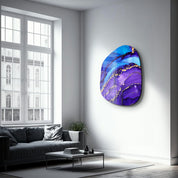 ・"Purple and Blue Marble"・Amorphous Collection Glass Wall Art - ArtDesigna Glass Printing Wall Art