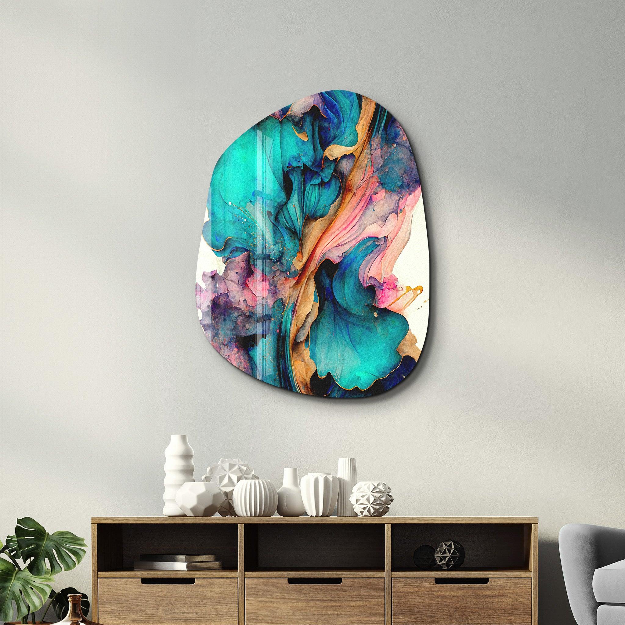 ・"Dance of Watercolors"・Amorphous Collection Glass Wall Art - ArtDesigna Glass Printing Wall Art