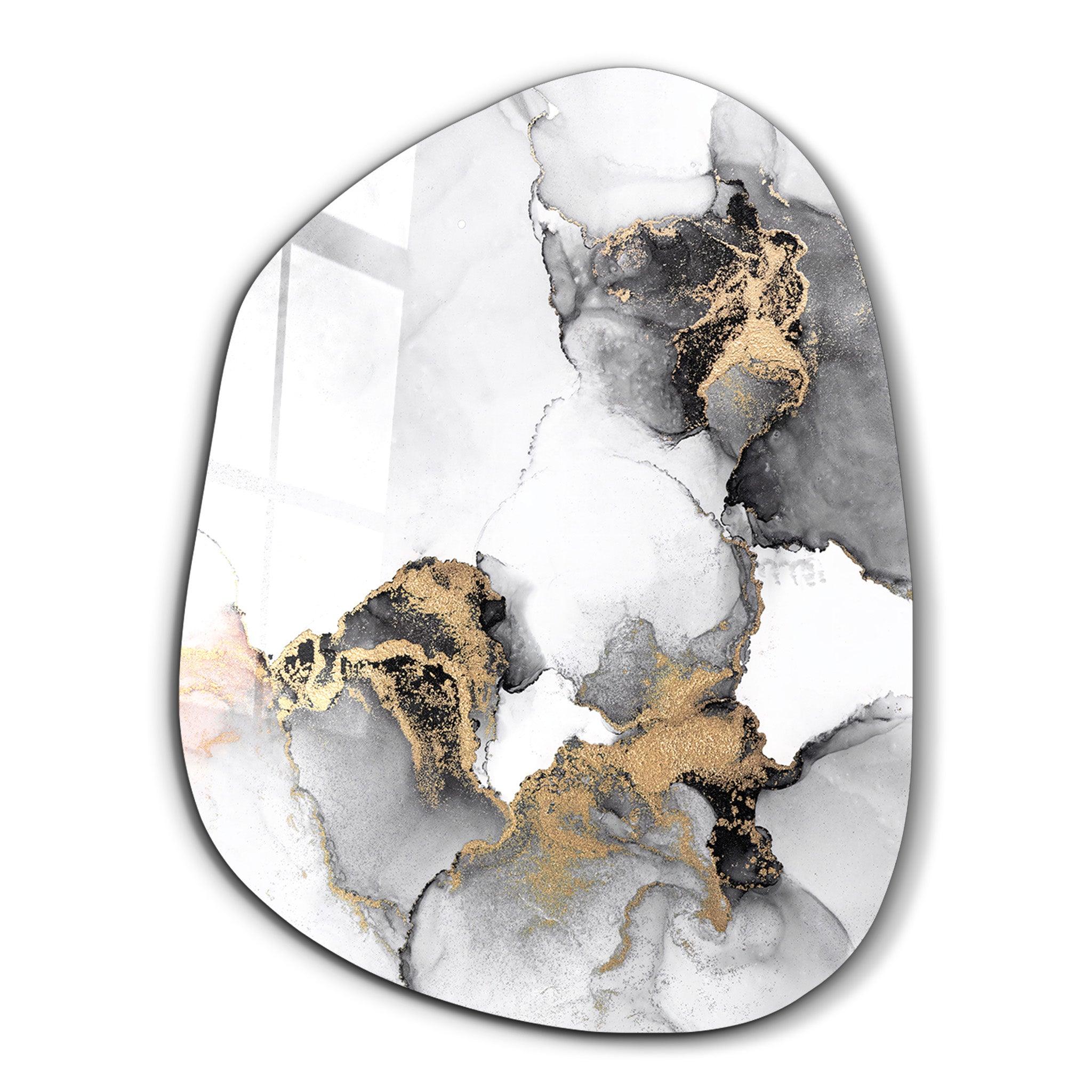 ・"Marble with Golden Dust"・Amorphous Collection Glass Wall Art - ArtDesigna Glass Printing Wall Art