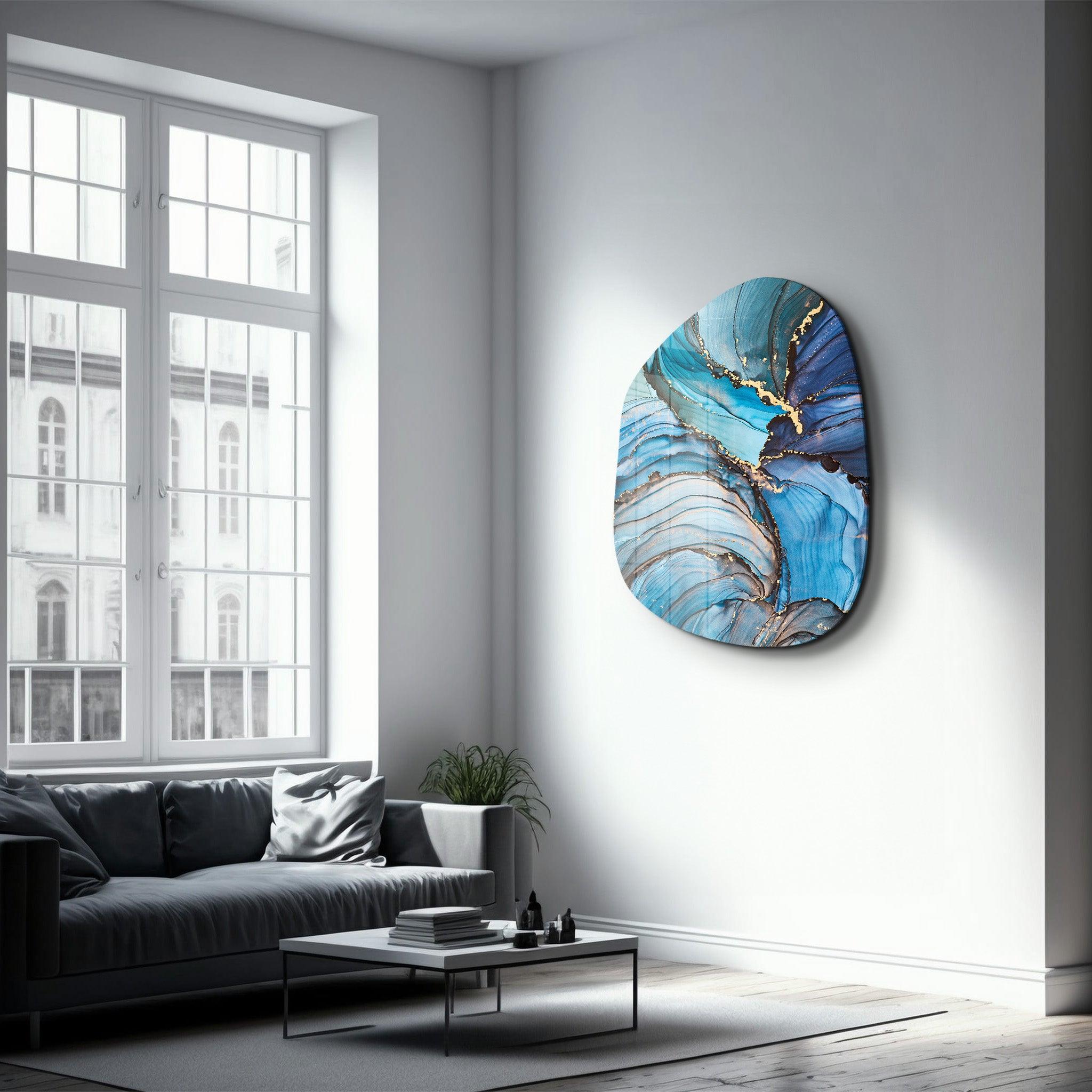 ・"Blue Marble"・Amorphous Collection Glass Wall Art - ArtDesigna Glass Printing Wall Art