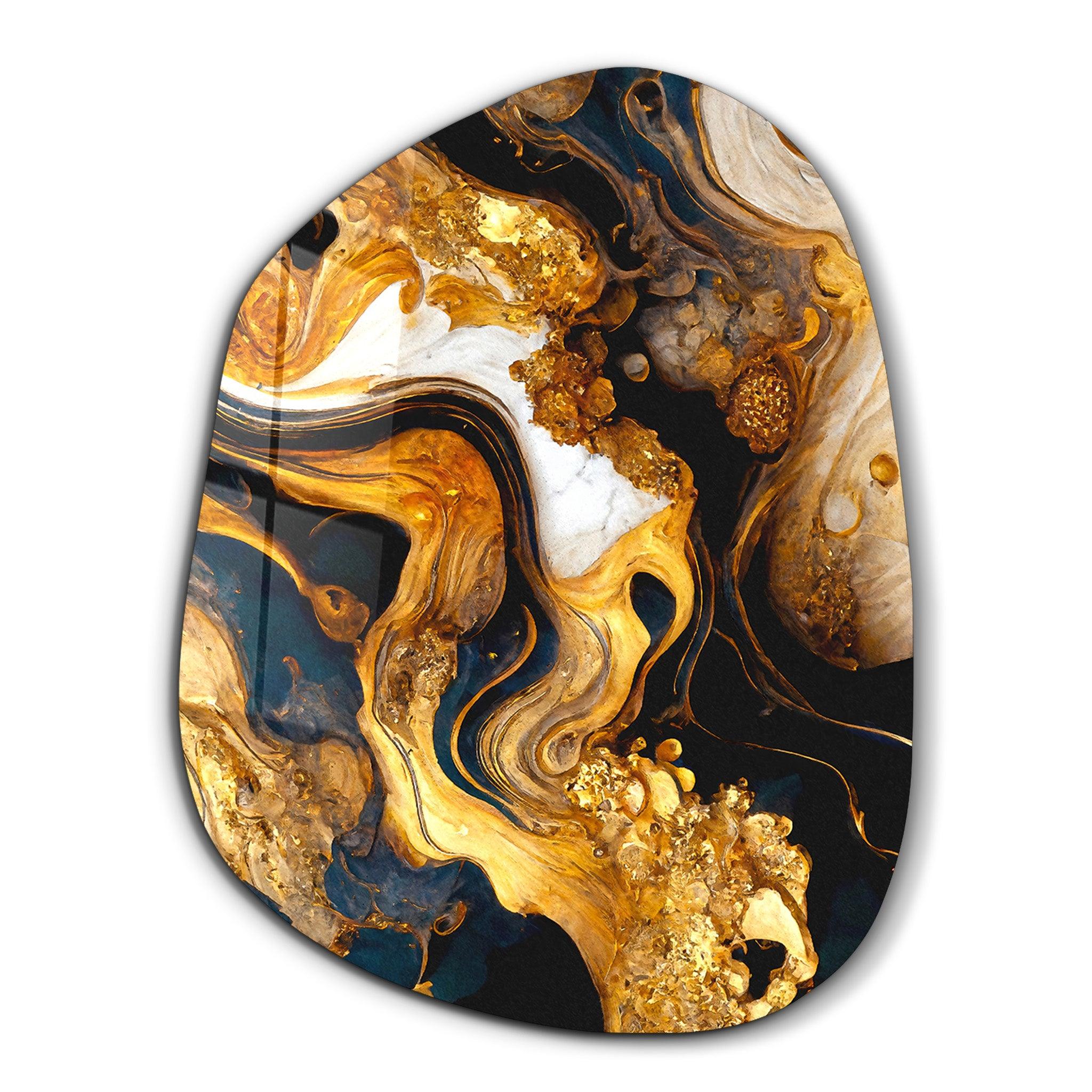 ・"Golden Roots"・Amorphous Collection Glass Wall Art - ArtDesigna Glass Printing Wall Art