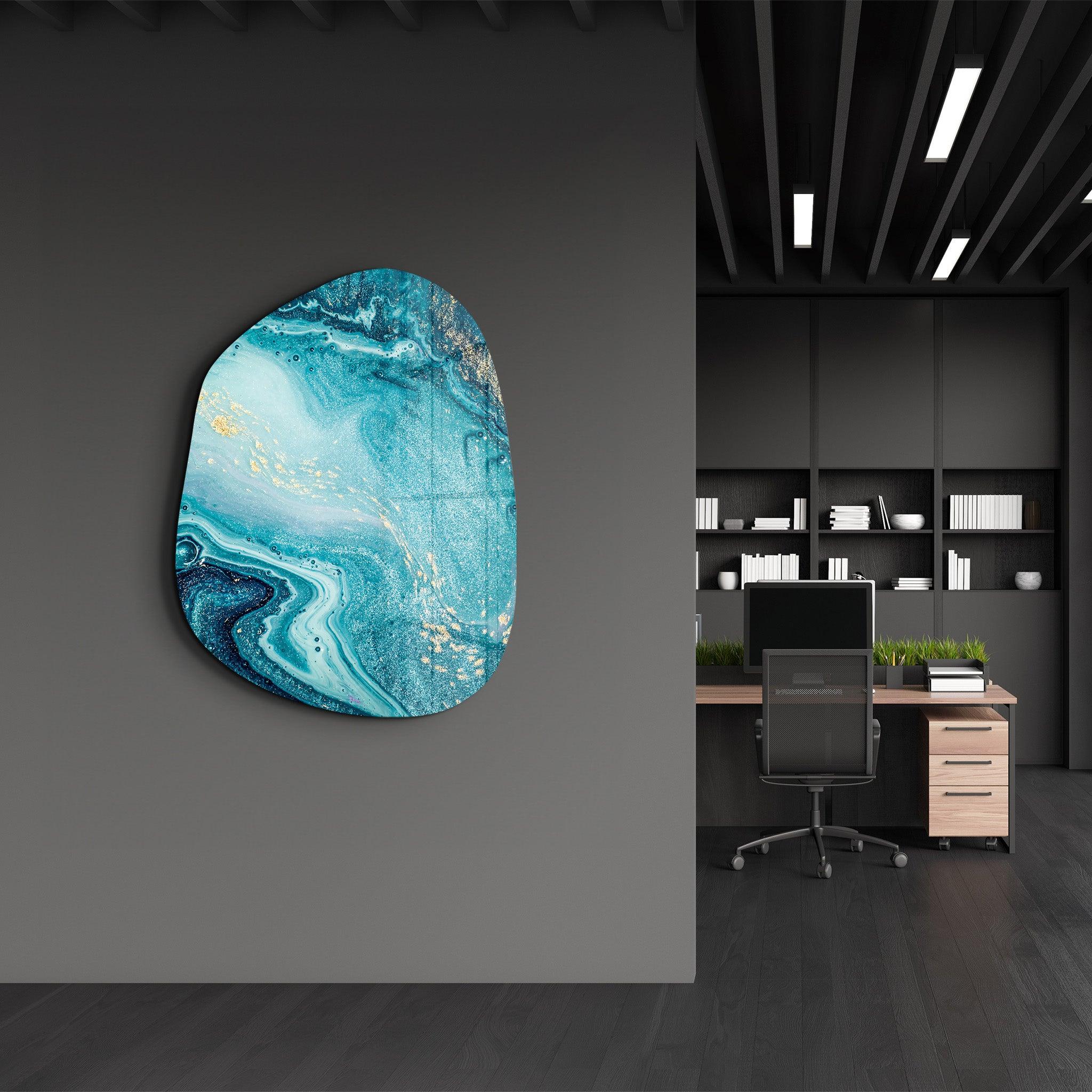 ・"Deep Blue"・Amorphous Collection Glass Wall Art - ArtDesigna Glass Printing Wall Art