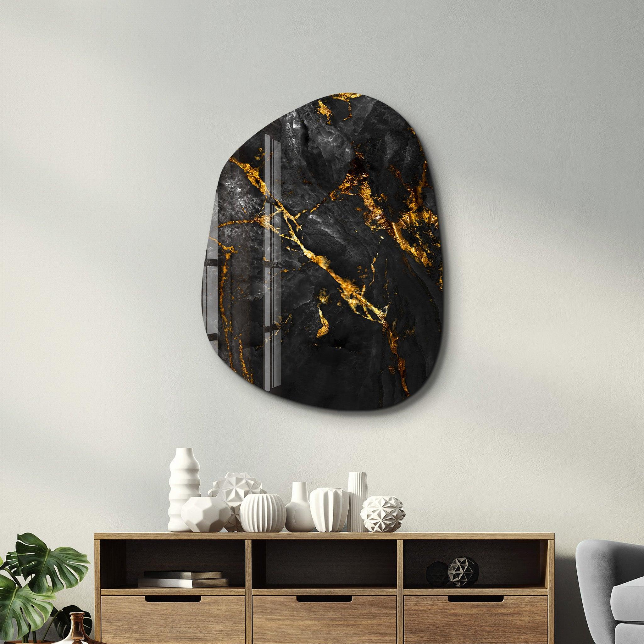 ・"Black Marble"・Amorphous Collection Glass Wall Art - ArtDesigna Glass Printing Wall Art