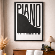 PIANO – Modern Wooden Music Typography Wall Art