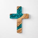Handmade Olive Wood & Artistic Resin Wall Cross