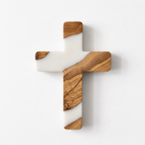 Handmade Olive Wood & Artistic Resin Wall Cross