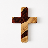 Handmade Olive Wood & Artistic Resin Wall Cross