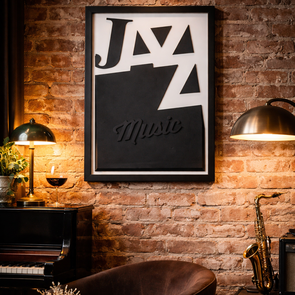 Jazz Music – Modern Wooden Music Typography Wall Art