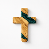 Handmade Olive Wood & Artistic Resin Wall Cross