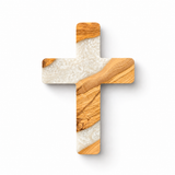 Handmade Olive Wood & Artistic Resin Wall Cross
