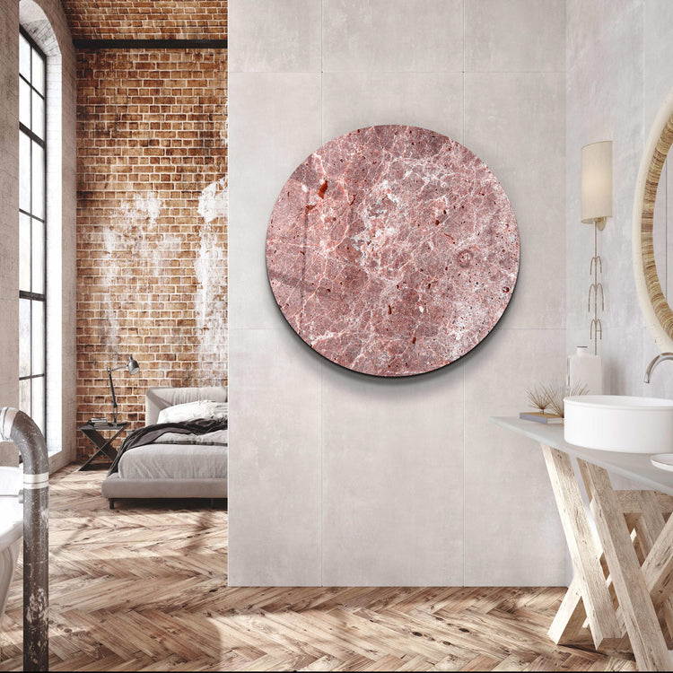 ・"Marble Stone - Off Red"・Rounded Glass Wall Art - ArtDesigna Glass Printing Wall Art