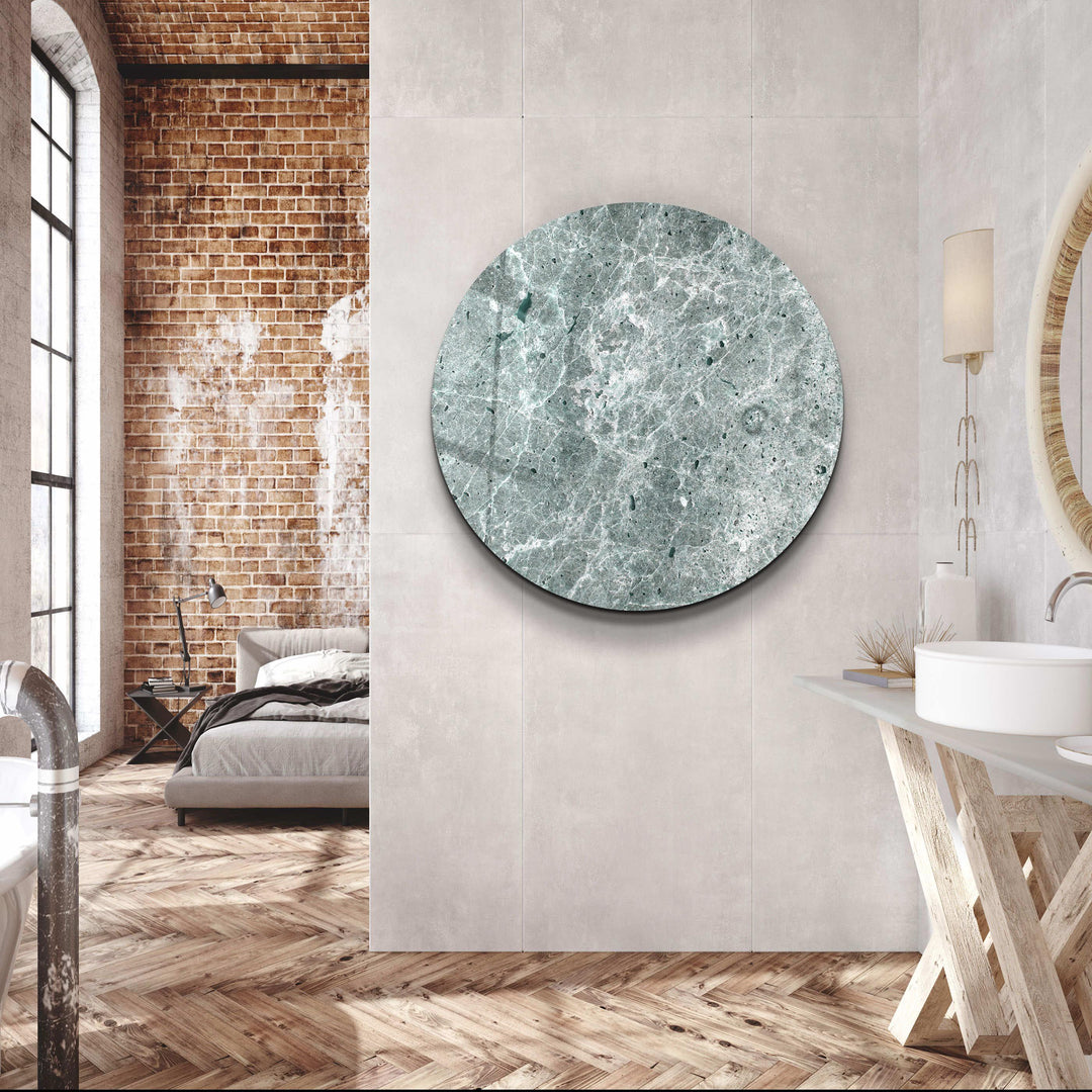 ・"Marble Stone - Gray"・Rounded Glass Wall Art - ArtDesigna Glass Printing Wall Art