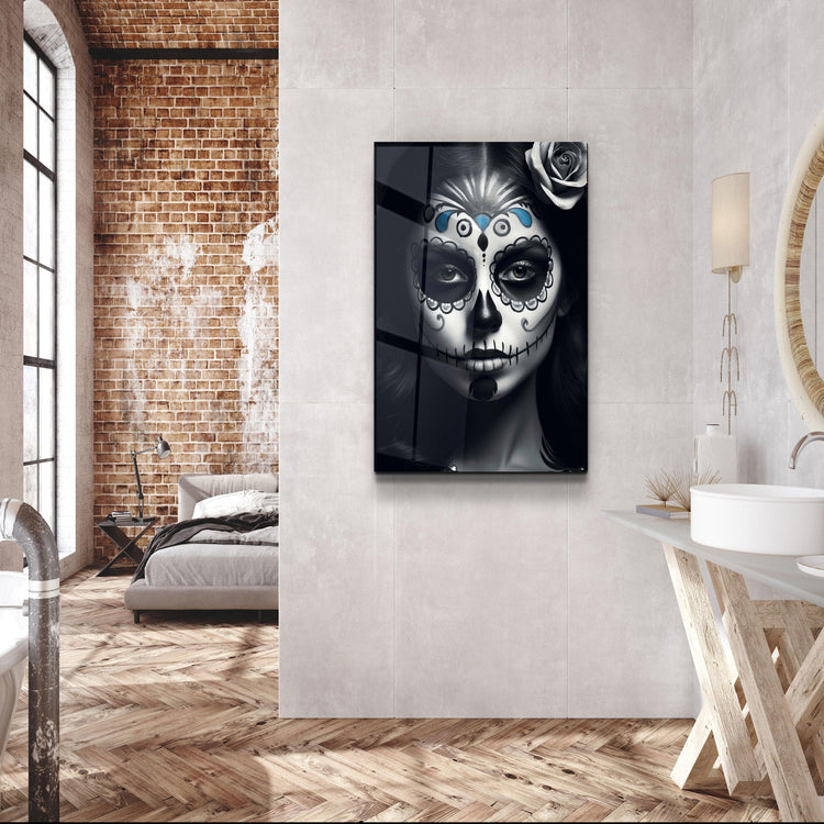 ・"Sugar Skull Make Up"・Designers Collection Glass Wall Art - ArtDesigna Glass Printing Wall Art
