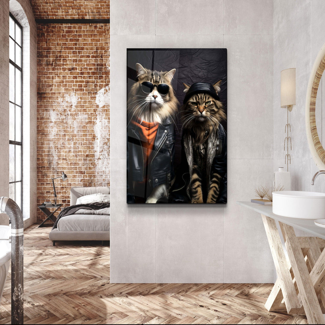 Cool Cat Brothers・Designers Collection Glass Wall Art - ArtDesigna Glass Printing Wall Art