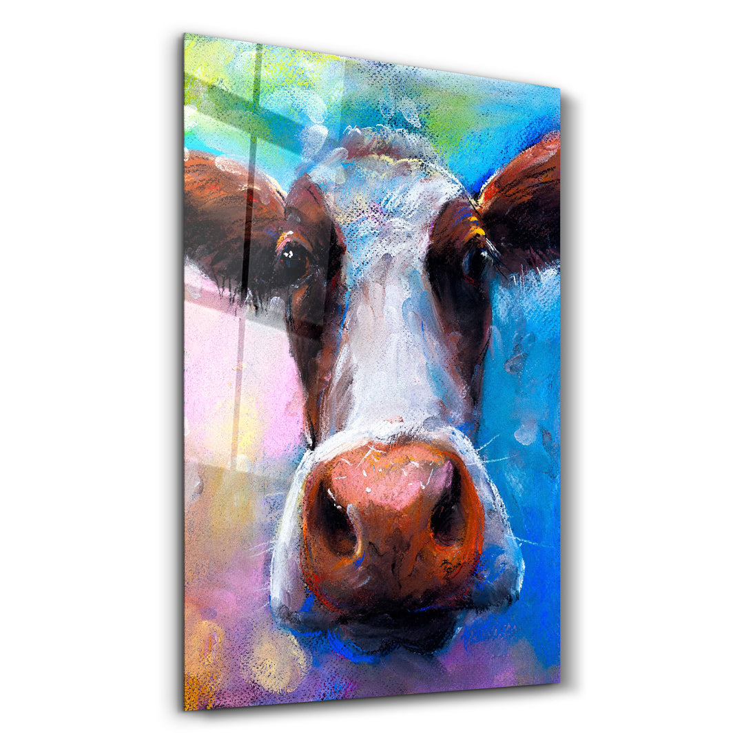 ・"Cow Smiling"・Glass Wall Art - ArtDesigna Glass Printing Wall Art