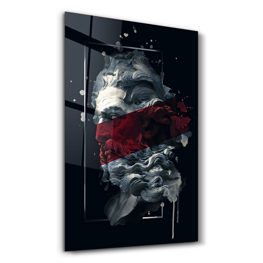 ・"Abstract Red Poseidon"・Glass Wall Art - ArtDesigna Glass Printing Wall Art