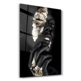 Golden Face Woman Portrait | Glass Wall Art