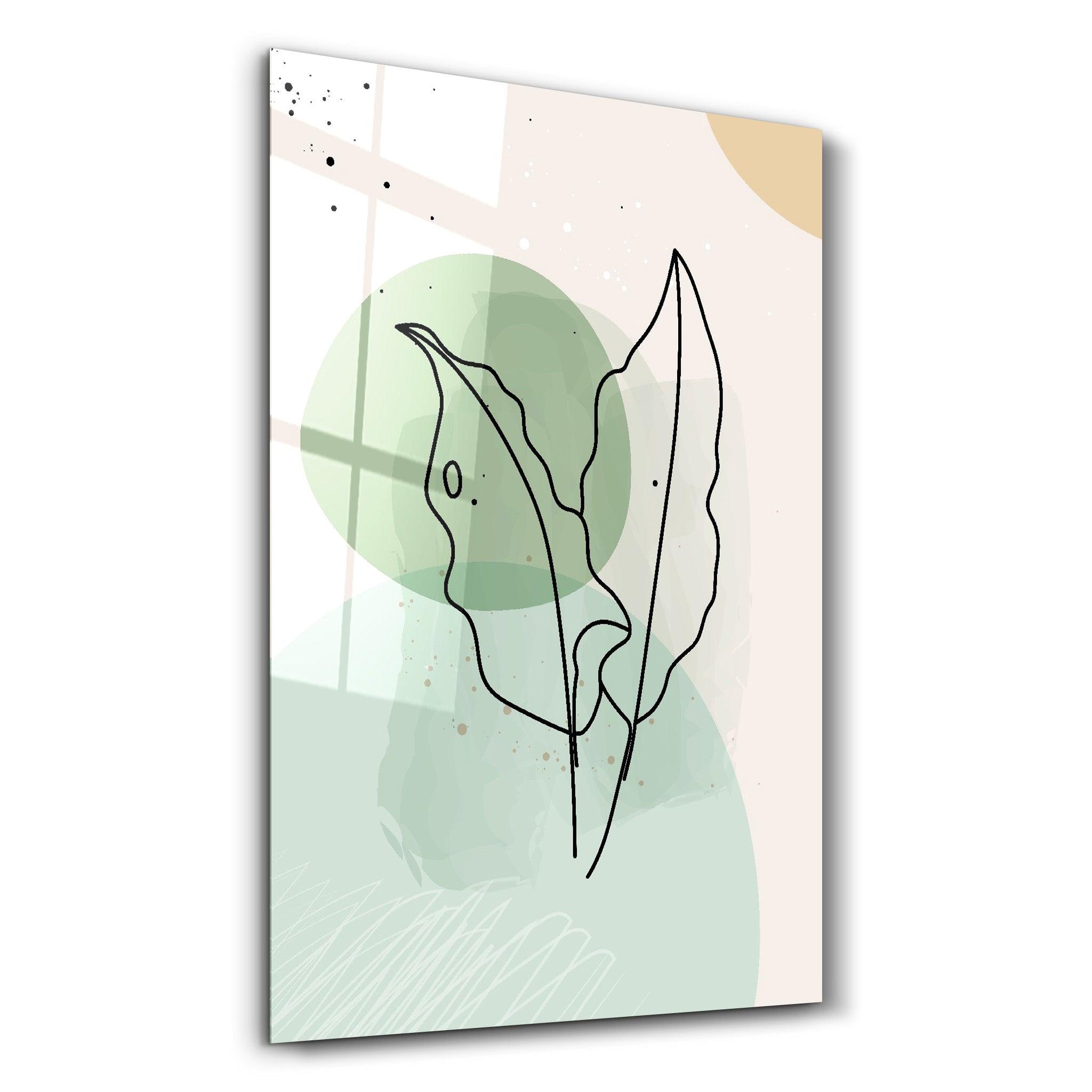 Abstract Shapes and Leaves V1 | Glass Wall Art - ArtDesigna Glass Printing Wall Art