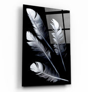 White Feathers | Glass Wall Art - Artdesigna