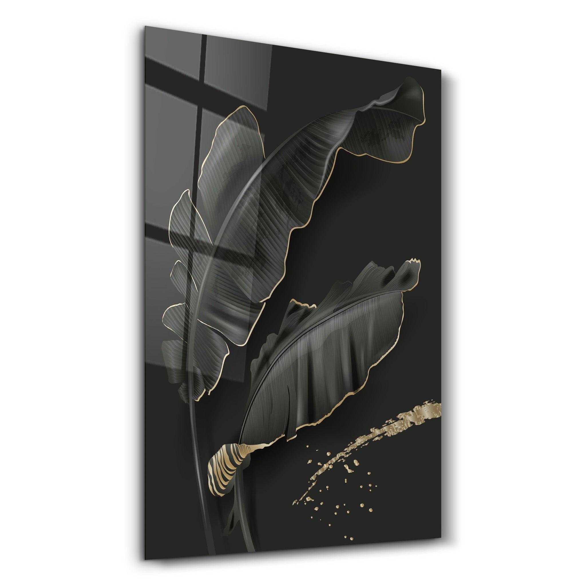 ・"Black and Gold Feather"・Glass Wall Art - ArtDesigna Glass Printing Wall Art