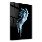 Blue Hand | Glass Wall Art