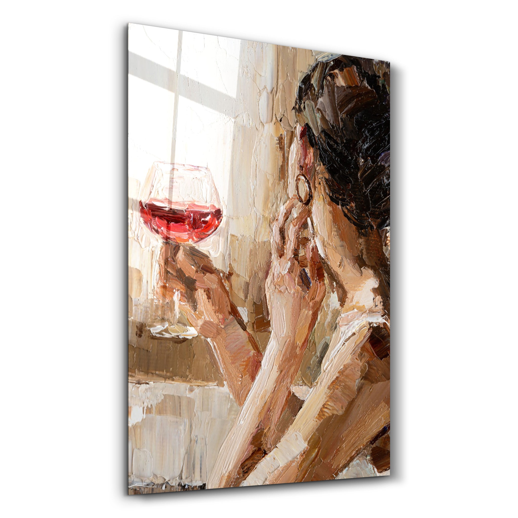 ・"Abstract Woman Potrait With Wine"・GLASS WALL ART - ArtDesigna Glass Printing Wall Art