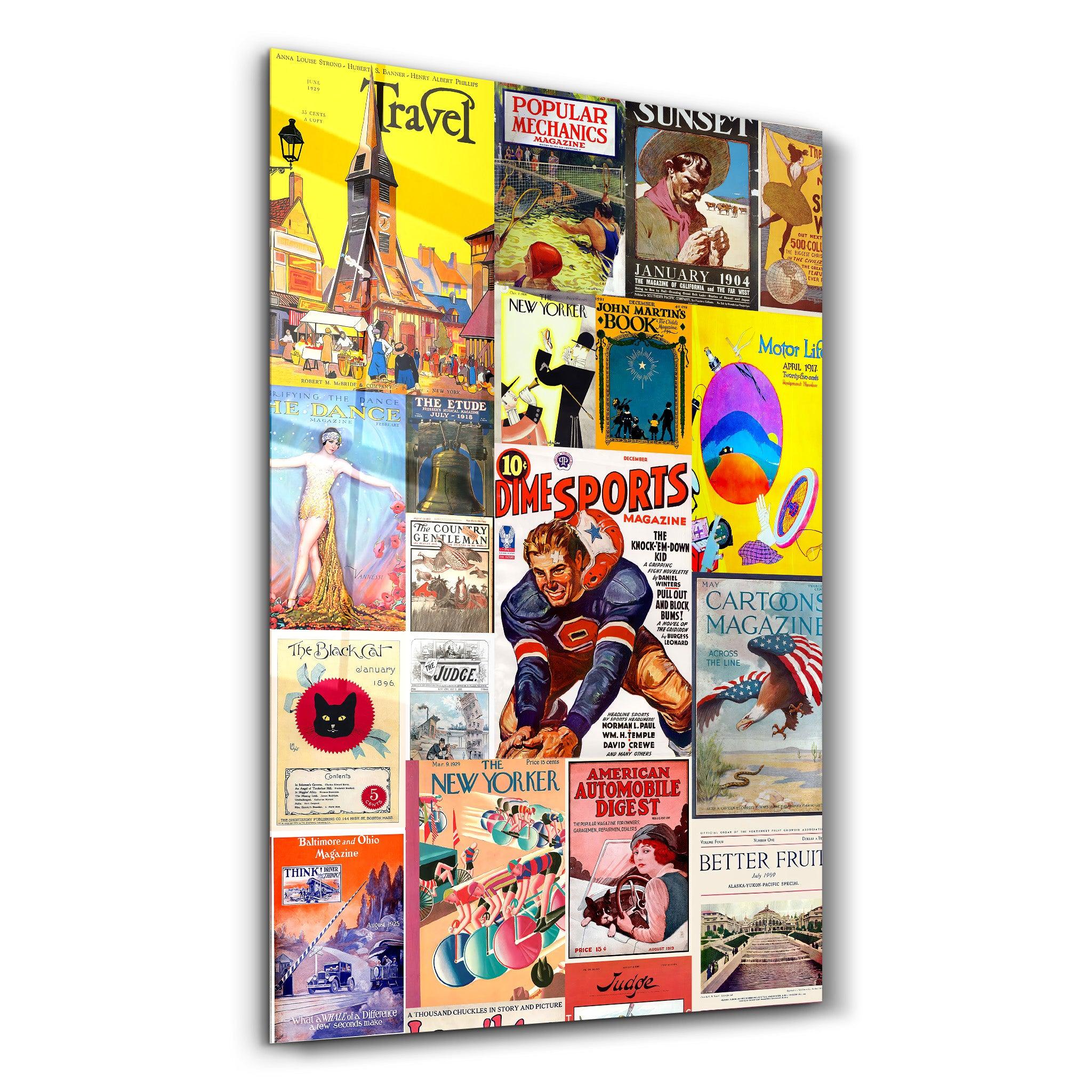 Retro Magazine Covers-1 - Glass Wall Art - ArtDesigna Glass Printing Wall Art