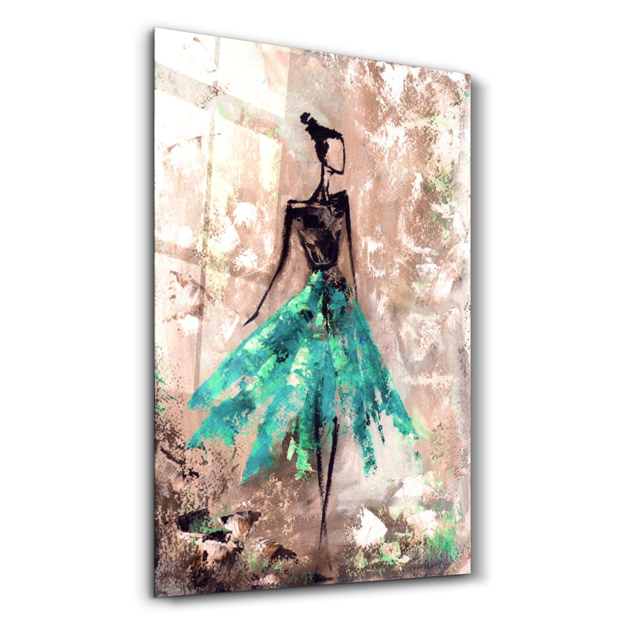 Ballerina (Green) | Glass Wall Art - ArtDesigna Glass Printing Wall Art
