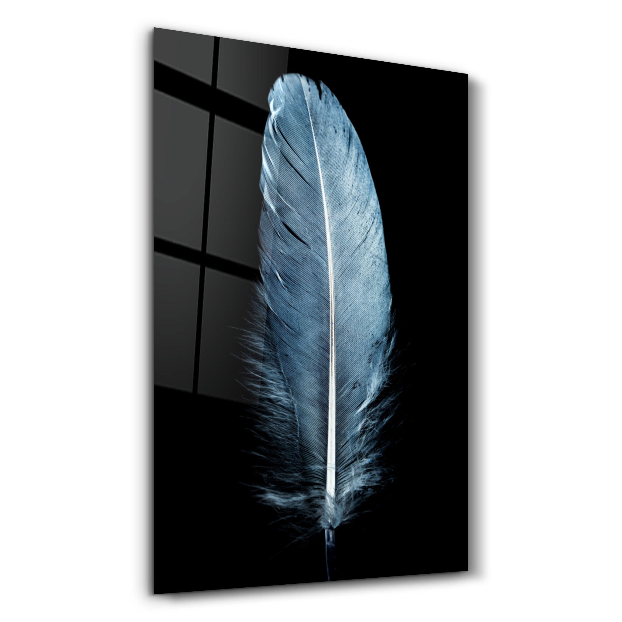 ・"Blue Feather"・Glass Wall Art - ArtDesigna Glass Printing Wall Art