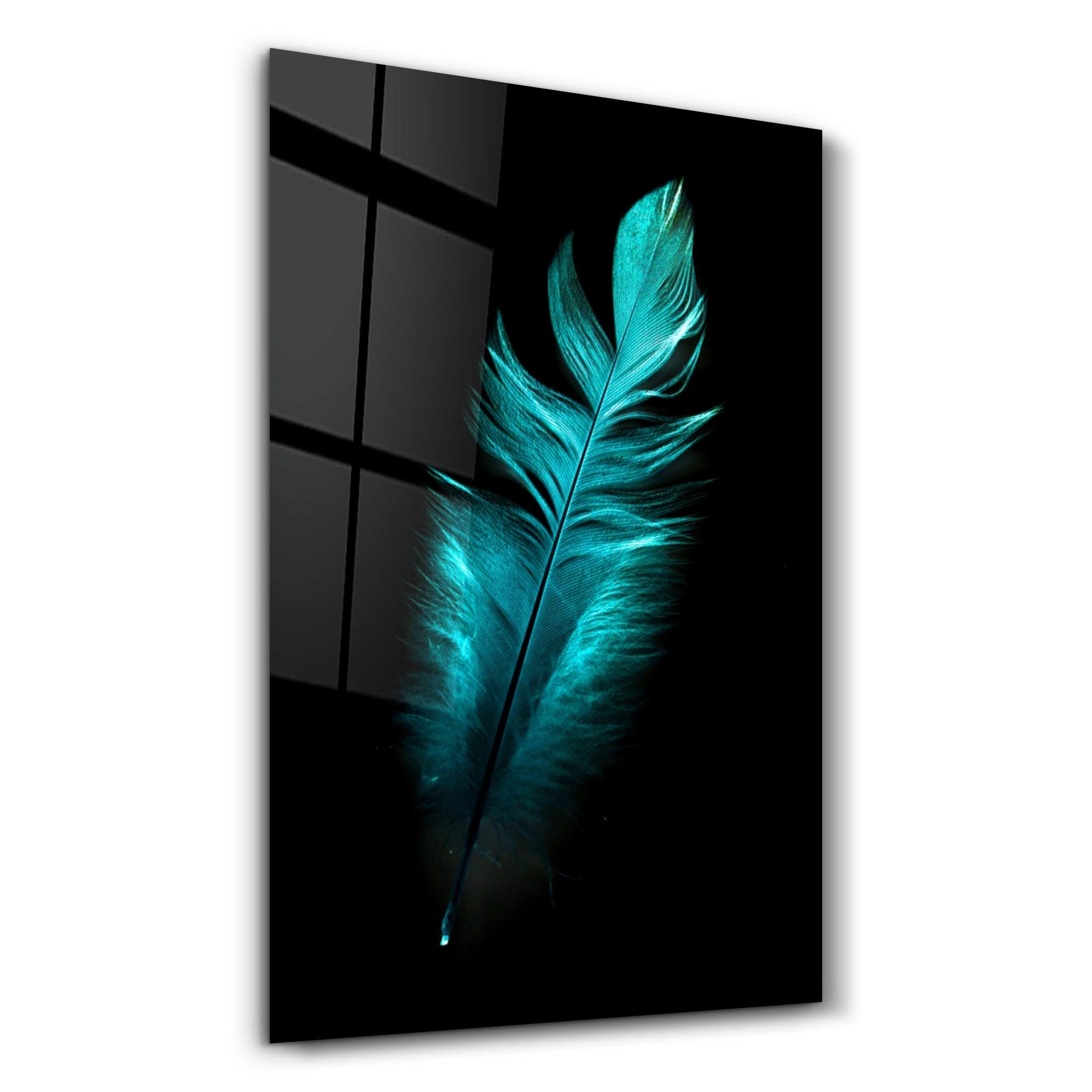 Green Feather | Glass Wall Art - ArtDesigna Glass Printing Wall Art