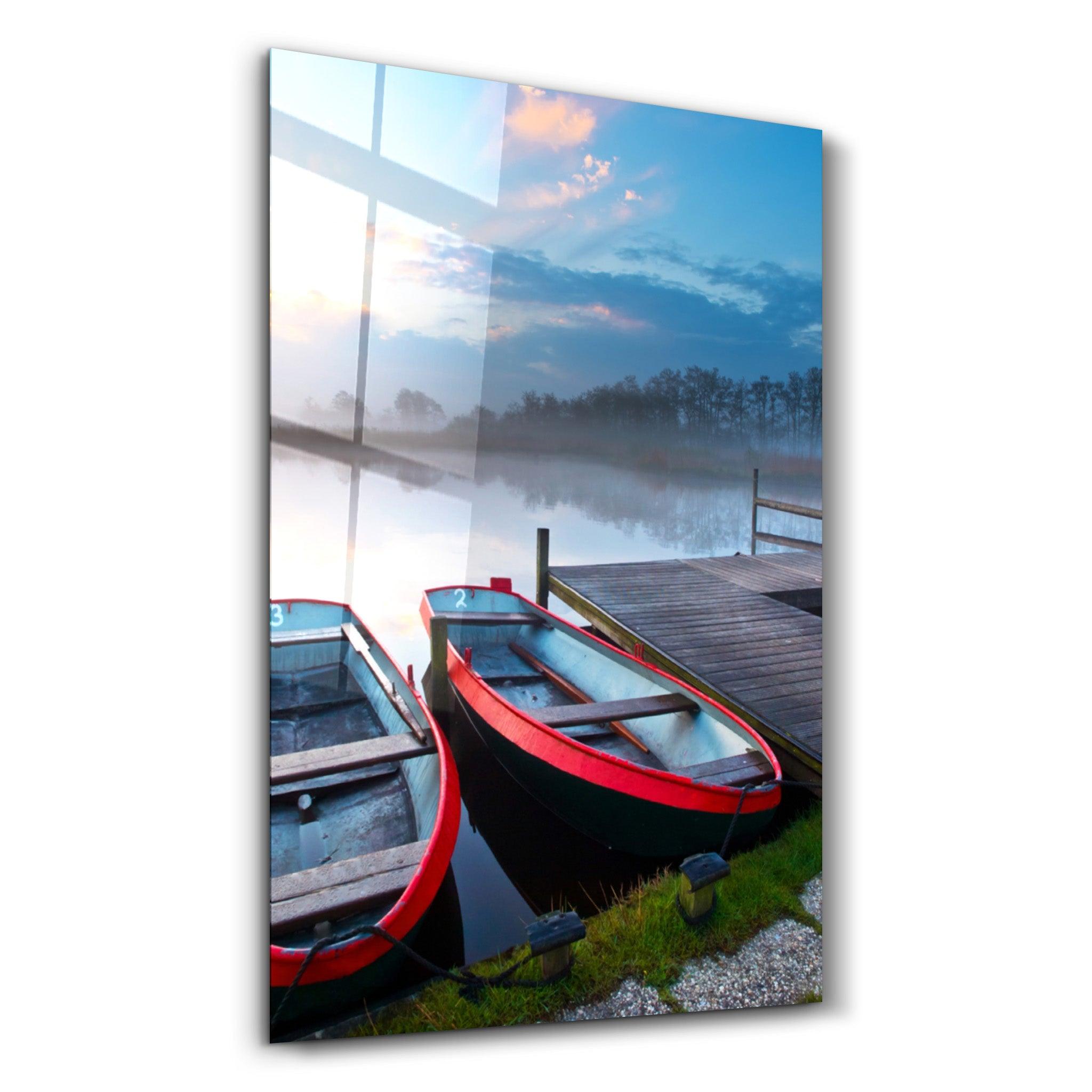 Lake and Boat Landscape | Glass Wall Art - ArtDesigna Glass Printing Wall Art