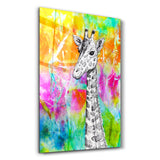 Colorful Giraffe | Glass Wall Art